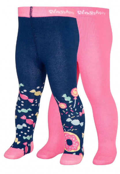 Playshoes Kinder Strumpfhose Bonbons (2er Set) Marine/Rosa