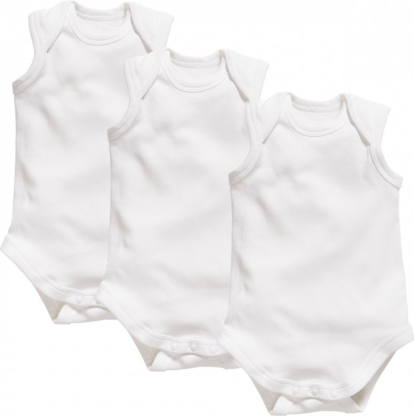 Schnizler Kinder Unterwäsche Body ohne Arm 3er Pack Uni Weiß