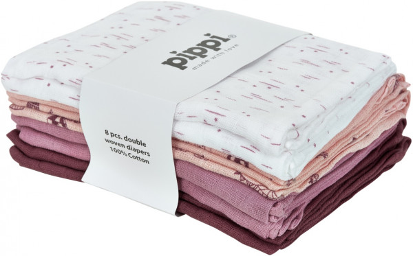 Pippi Baybwear Kinder Windeln Cloth Muslin Aop (8-Pack) 70x70 cm Lotus