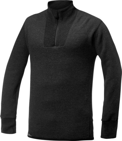 Woolpower Funktionsunterwäsche Zip Turtleneck 400 Merino Mid Layer Black 582-722400