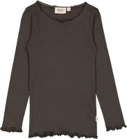 Wheat Kinder Langarm-Shirt Rib T-Shirt Lace Longsleeve Black Granite