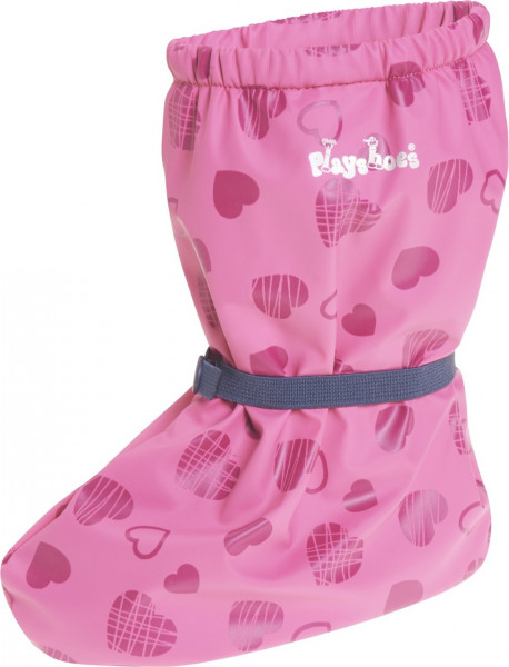 Playshoes Kinder Gummistiefel Regenfüßlinge mit Fleece-Futter Herzchen Pink