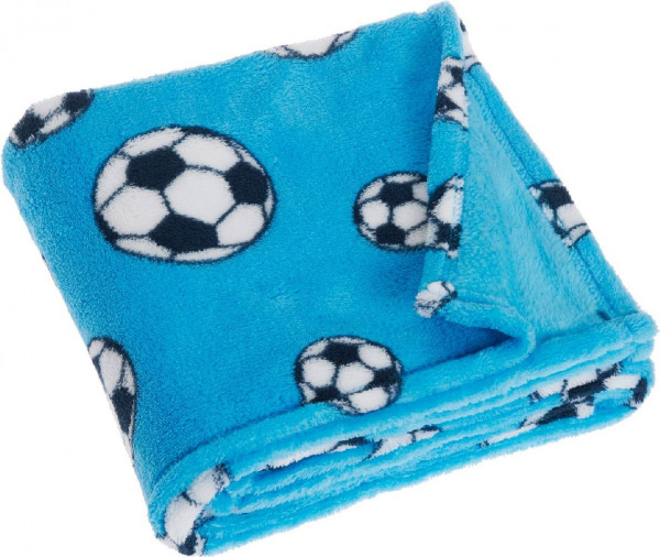 Playshoes Kinder Fleece-Decke Fußball 75x100 cm Blau