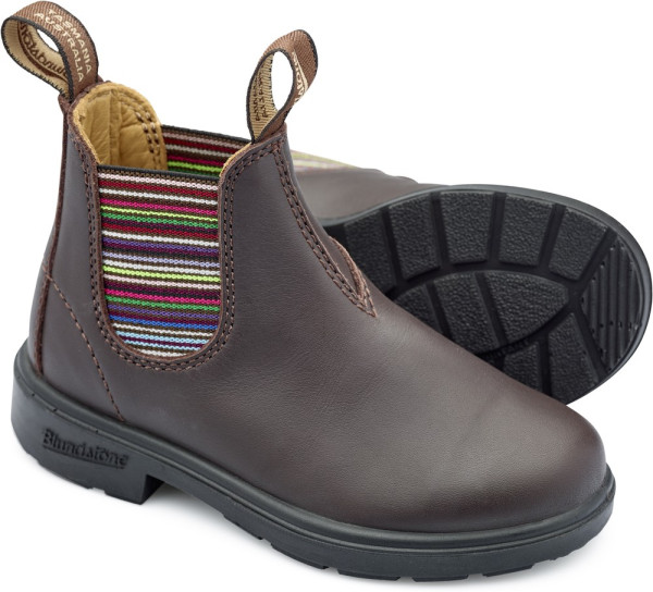 Blundstone Kinder Stiefel Boots #1413 Leather Elastic (Kids) Brown Stripes