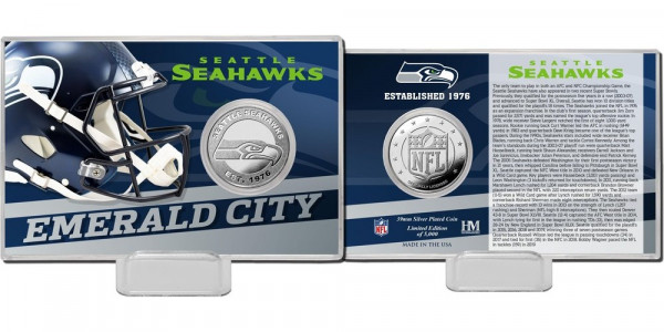 Seattle Seahawks Team History Silver Coin Card American Football NFL Silber