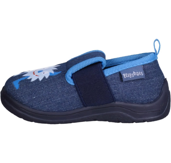 Playshoes Kinder Schuh Hausschuh Monster Jeansblau