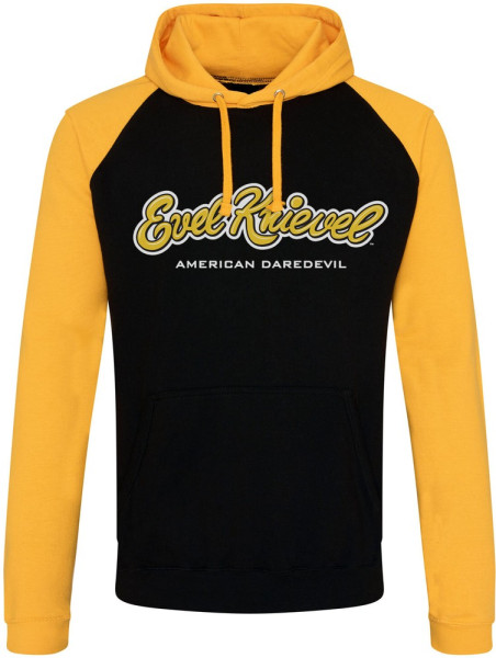 Evel Knievel Logo Baseball Hoodie Black-Yellow