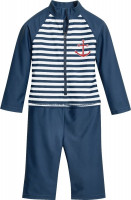 Playshoes Kinder Badehose UV-Schutz Einteiler Maritim 1/1 Arm Marine/Weiß
