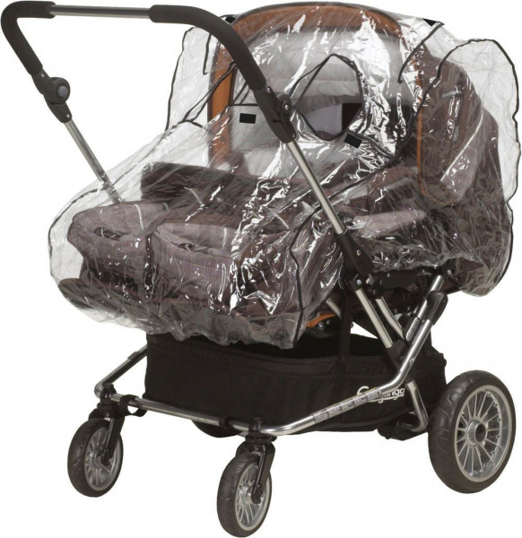 Playshoes Kinder Universal-Regen-Verdeck für Zwillingswagen Transparent
