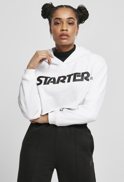 Starter Black Label Damen Hoodie Ladies Cropped Hoody White