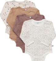 Pippi Babywear Kinder Body LS AO-Printed (4er Pack) Burlwood