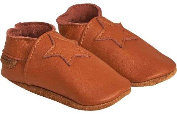 En Fant Kinder Soft shoes Elastic Slipper E813115-Leather Brown