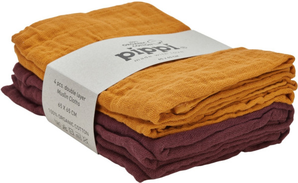 Pippi Babywear Kinder Windeln Organic Cloth Muslin (4-pack)
