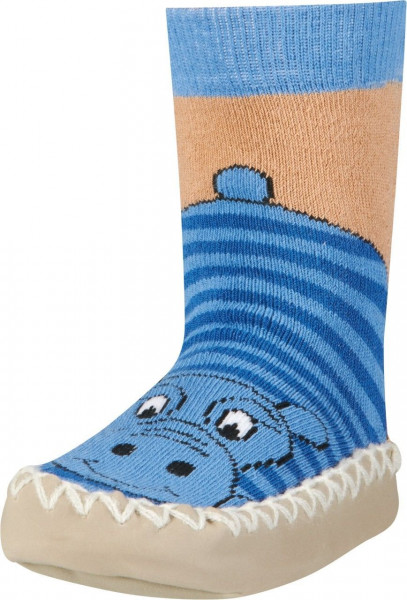 Playshoes Kinder Hüttenschuh Nilpferd Blau