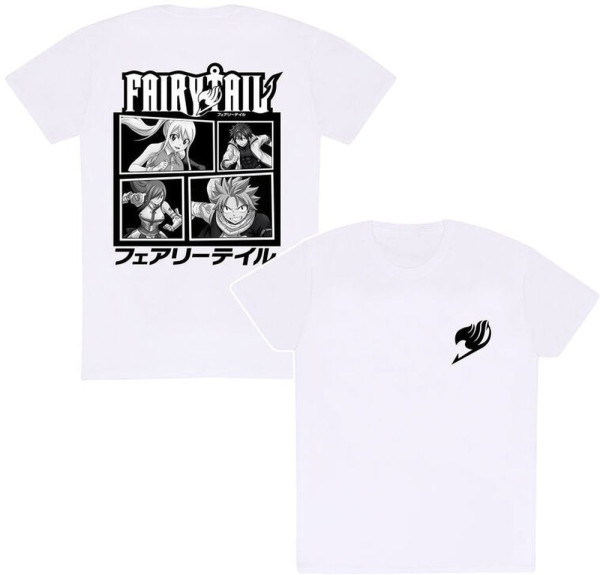 Fairy Tail Jungen Logo & BW Characters T-Shirt FAI06817TSW