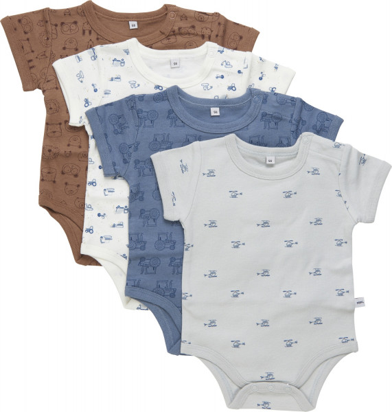 Pippi Babywear Kinder Body SS AO-Printed (4er Pack) Blue Mirage