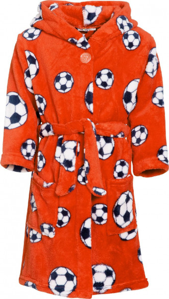 Playshoes Kinder Fleece-Bademantel Fußball Orange