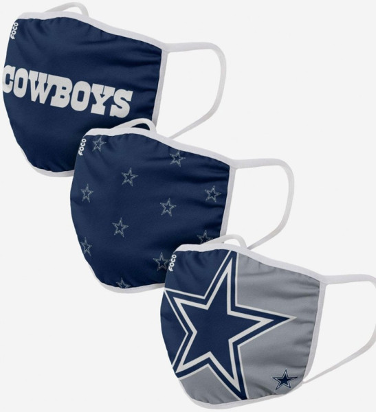 Dallas Cowboys 3er-Pack Gesichtsmasken American Football NFL Blau