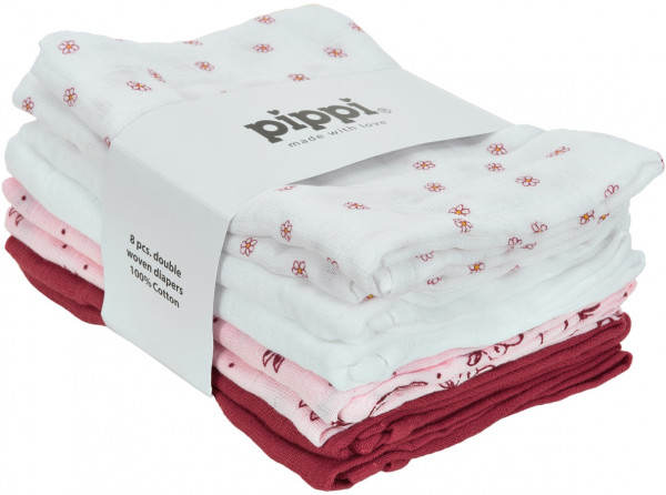 Pippi Baybwear Kinder Windeln Cloth Muslin Aop (8-Pack) 70x70 cm Baroque Rose