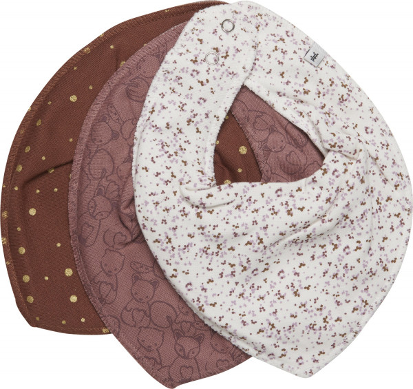 Pippi Babywear Mädchen Lätzchen Bandana Bib Uni AOP (3er Pack) Burlwood