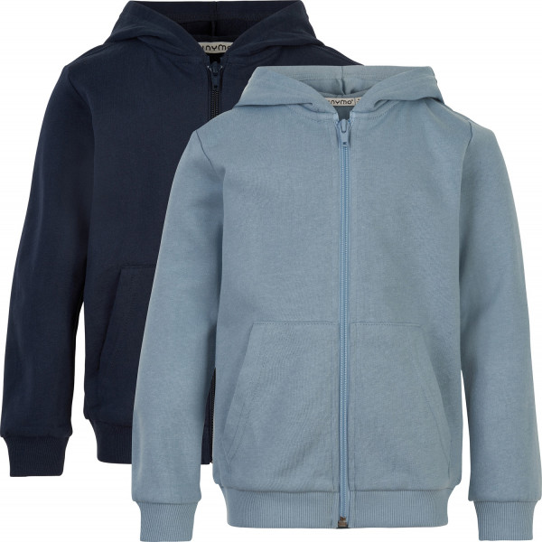 Minymo Kinder Trainingsjacke Sweat Jacket mit Hood (2er Pack) Ashley Blue