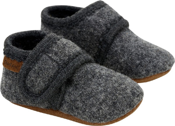 En Fant Kinder Baby Schuhe Baby Hausschuh aus Wolle 250008-Dark grey melange