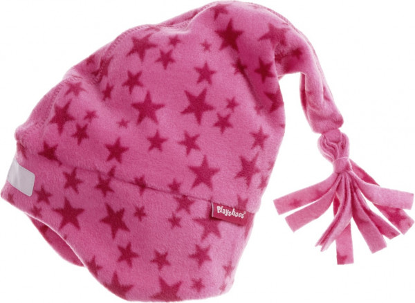 Playshoes Kinder Mütze Fleece-Zipfelmütze Sterne Pink