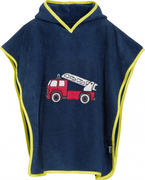 Playshoes Kinder Badetuch Frottee-Poncho Feuerwehr Marine