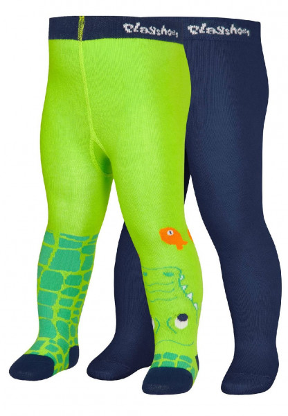 Playshoes Kinder Strumpfhose Krokodil (2er Set) Grün/Marine