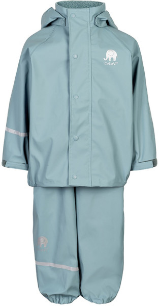 Celavi Kinder Regenset Basic Rainwear Set Solid PU Smoke Blue