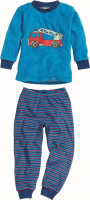 Playshoes Kinder Schlafanzug Frottee Feuerwehr Blau