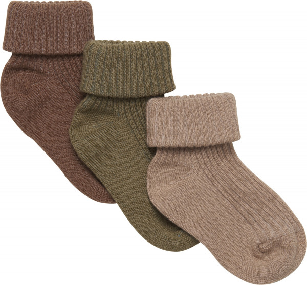 Minymo Kinder Socke Baby Sock Rib (3er Pack) Dried Herbs