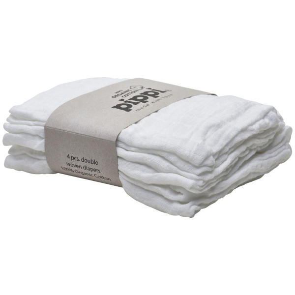 Pippi Baybwear Kinder Windeln Organic Cloth Muslin (4-Pack) 65x65 cm White