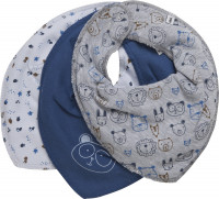 Pippi Babywear Jungen Lätzchen Bandana Bib Uni AOP (3er Pack) Dark Denim