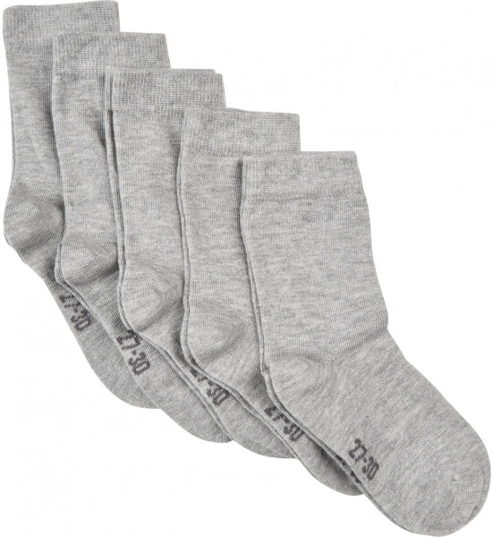 Minymo Kinder Socken Ankle Sock Solid (5-Pack) Light Grey Melange